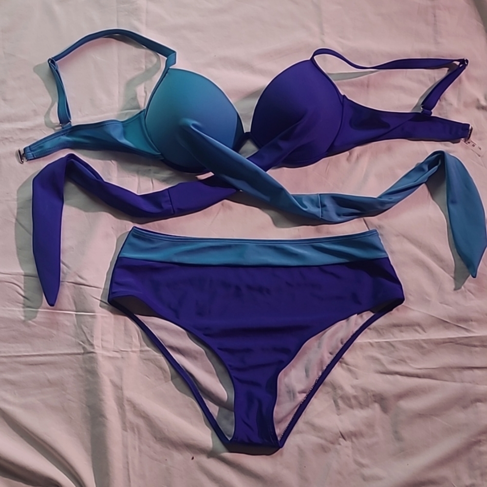 Blue two tone bikini 1XL